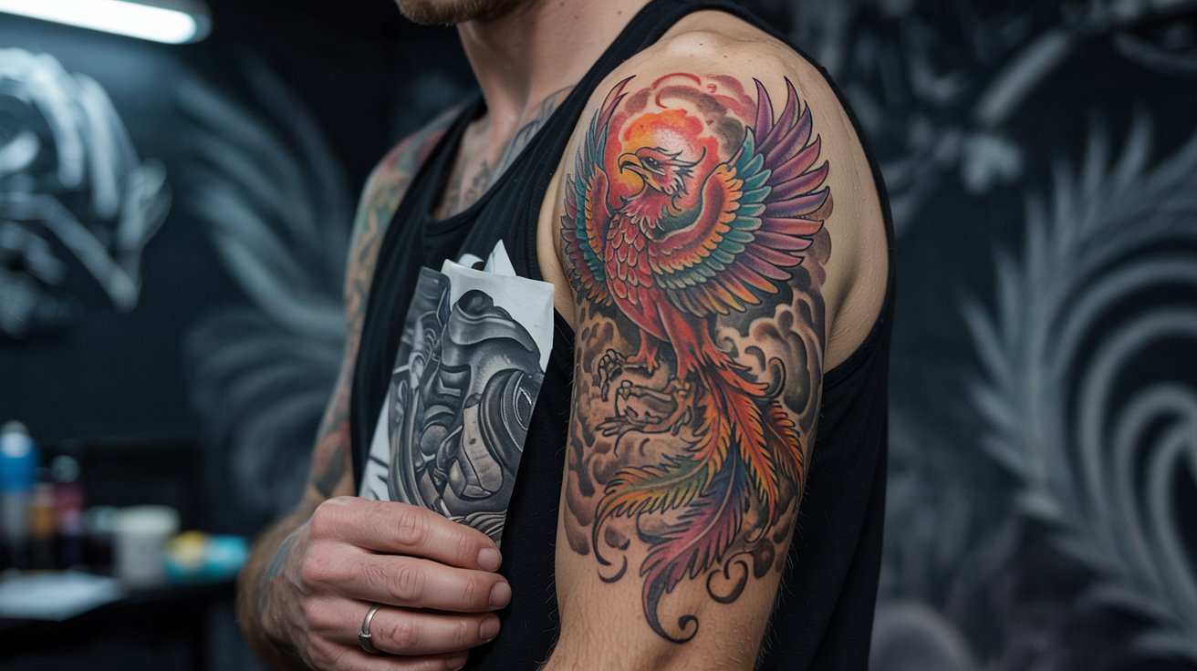 Cover-up de tatuagem antes e depois.