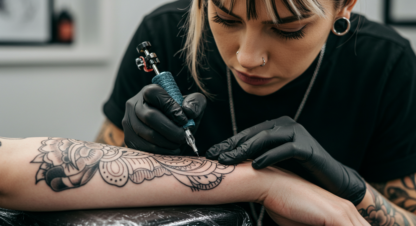 Infográfico explicando as diferenças entre retoque de tatuagem e as opções de garantia do serviço conforme o Código de Defesa do Consumidor.