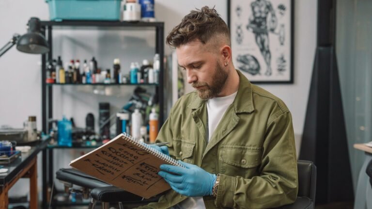 Tatuador em estúdio representando a regulamentação da profissão no Brasil