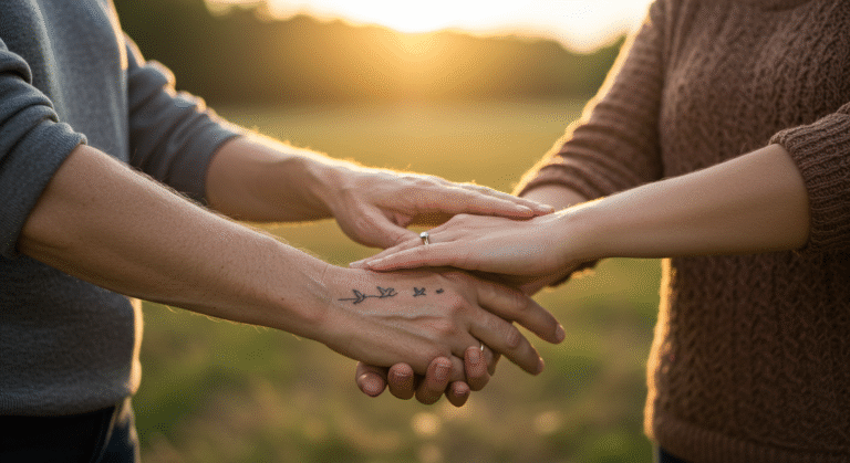 Braços de pai, mãe e filho juntos, com o filho tendo uma tatuagem de pássaros como homenagem, ilustrando ideias de tatuagem para mãe e pai.