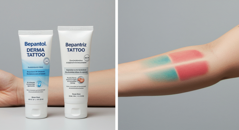 Comparativo entre as pomadas Bepantol Derma Tattoo e Bepantriz Tattoo, mostrando qual a melhor para tatuagem.