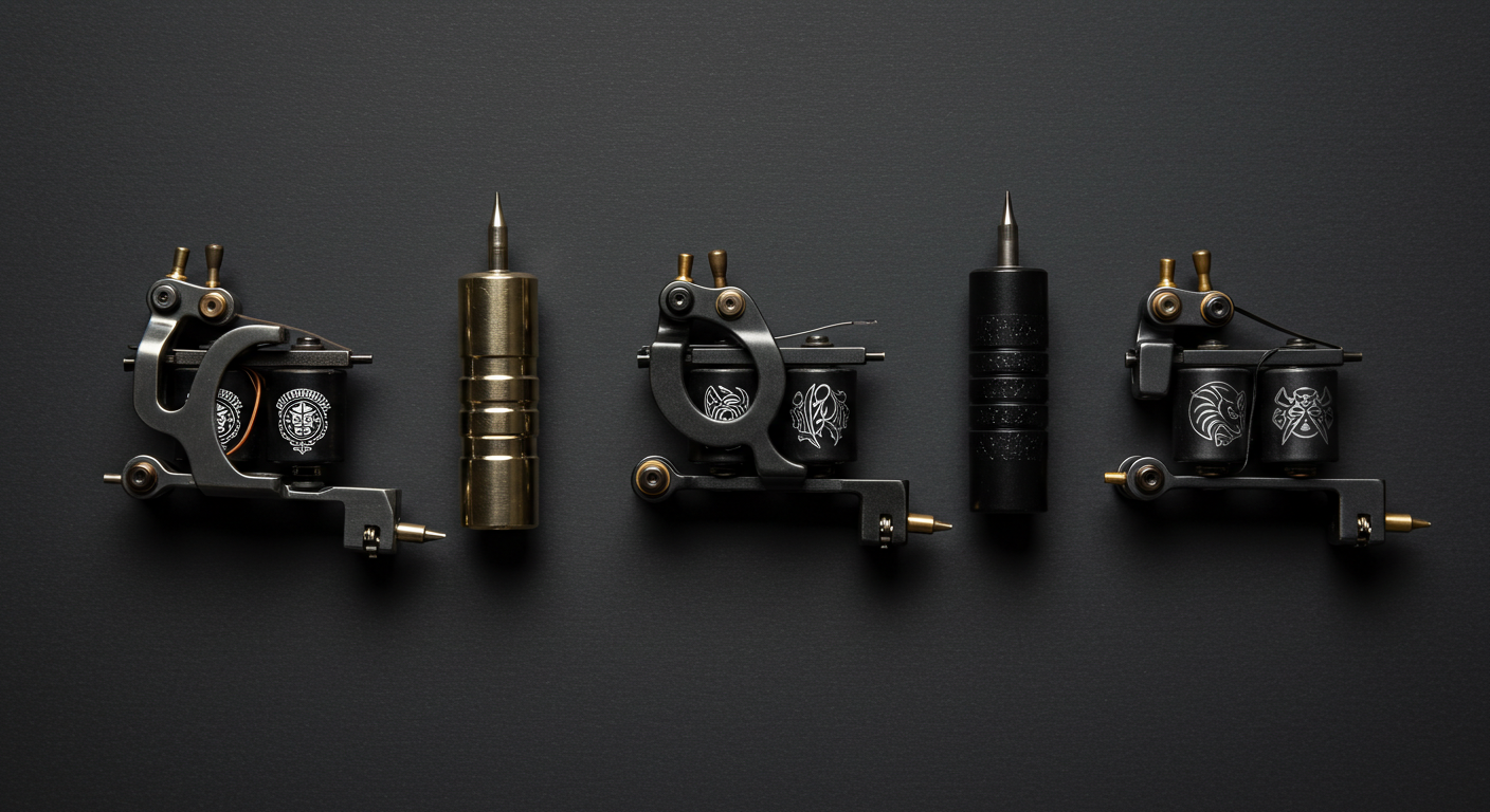 Comparativo com as cinco melhores máquinas de tatuagem pen do mercado em 2025, alinhadas lado a lado.